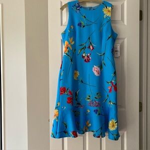 Donna Ricco Blue Floral Midi Dress New size 12